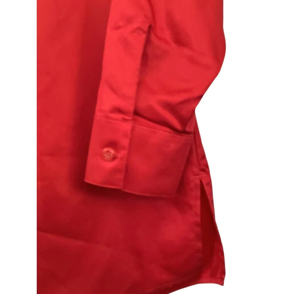 Chico's Women's Red Wrinkle Resistant Button-Up Side Slit Tunic Top SZ 0 US S/4 - Picture 3 of 9
